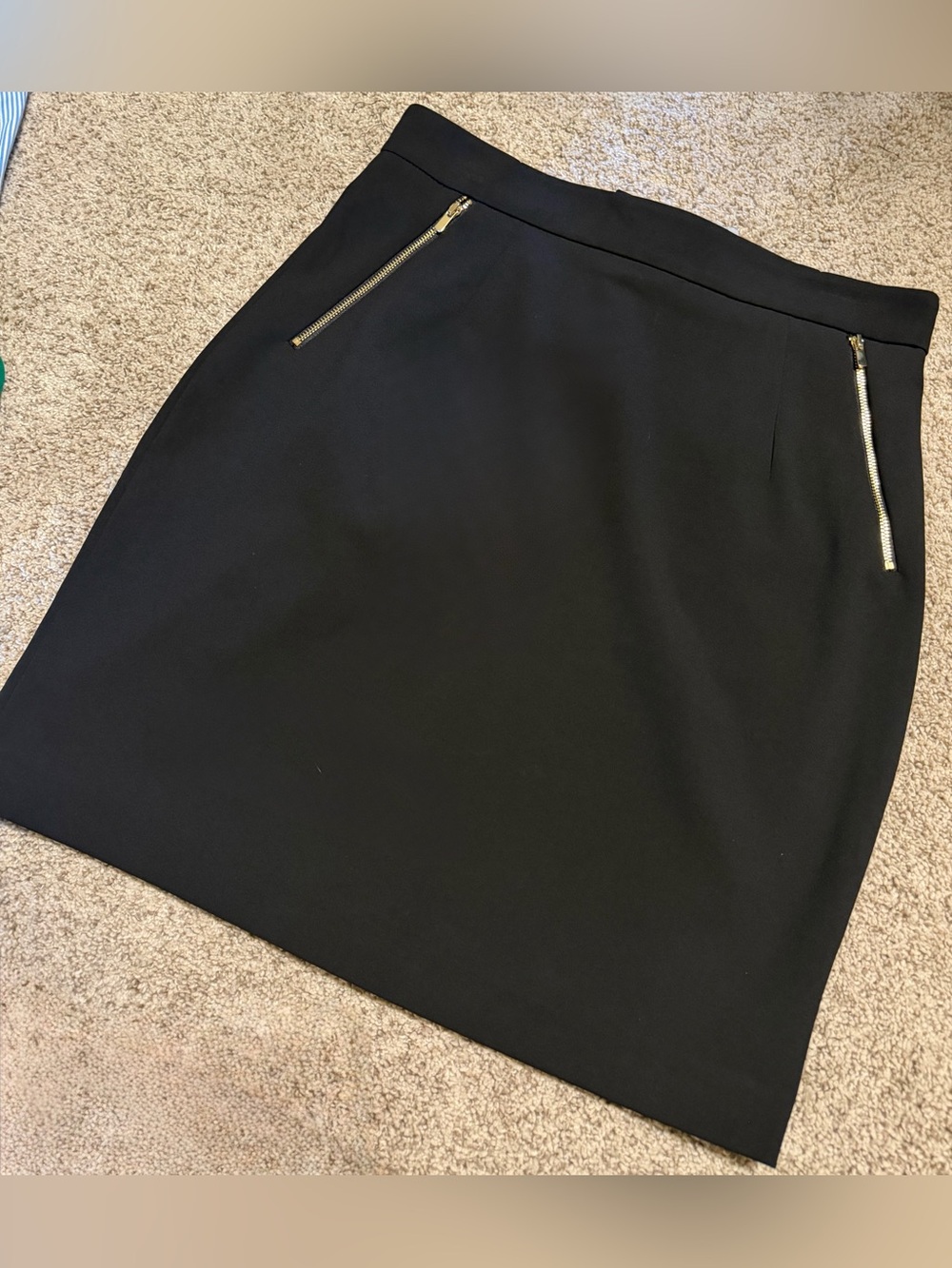 H&M Black Pencil Skirt with Gold Zip Detail